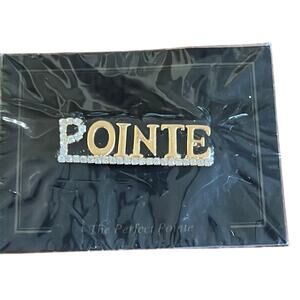 Pointe Goldtone & Rhinestone Brooch Pin Ballet